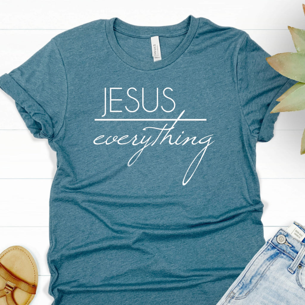 Jesus Over Everything Teal Crew