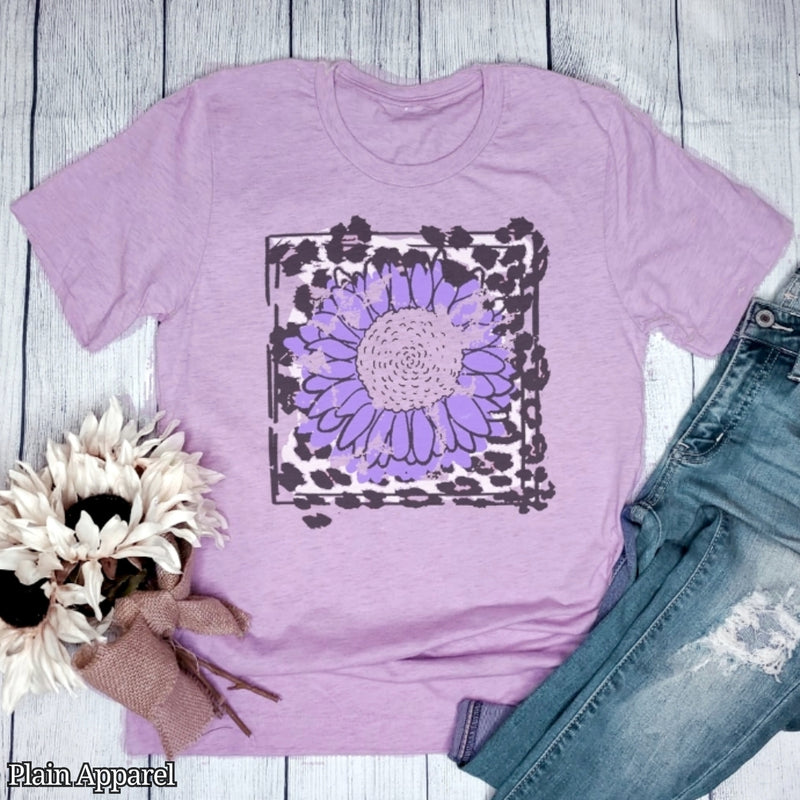 Purple Flower Leopard Tee