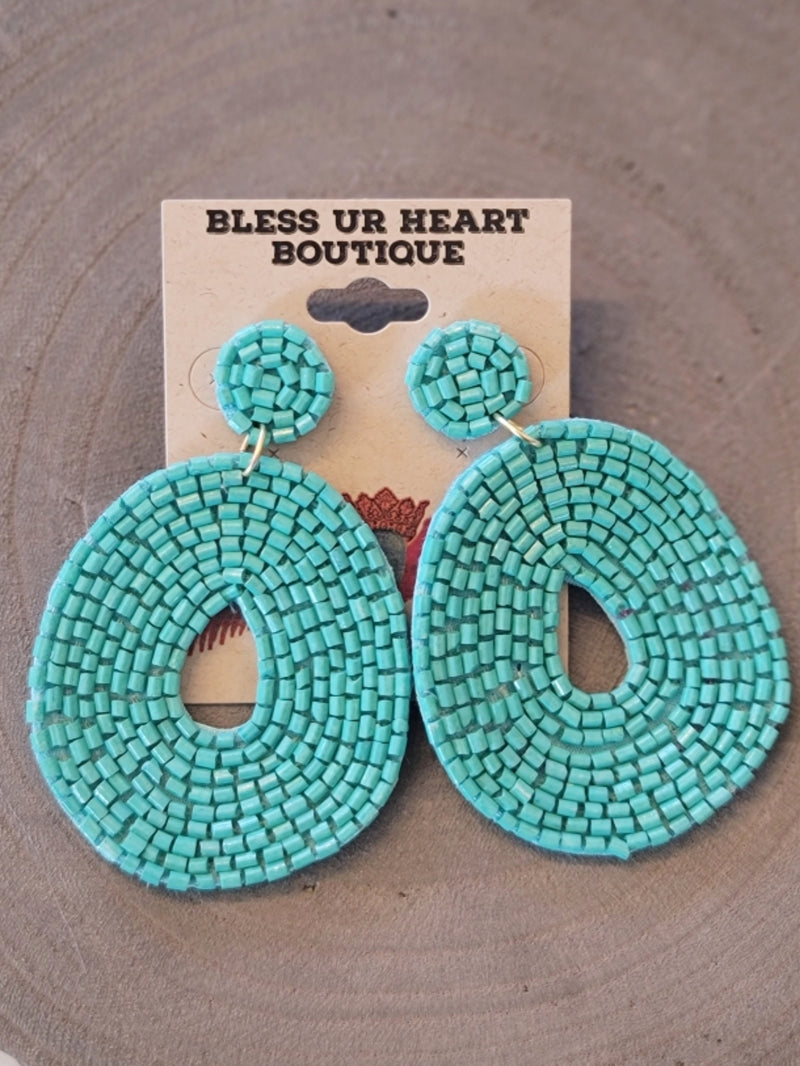 Turquoise Oval Bead Earrings EAR120