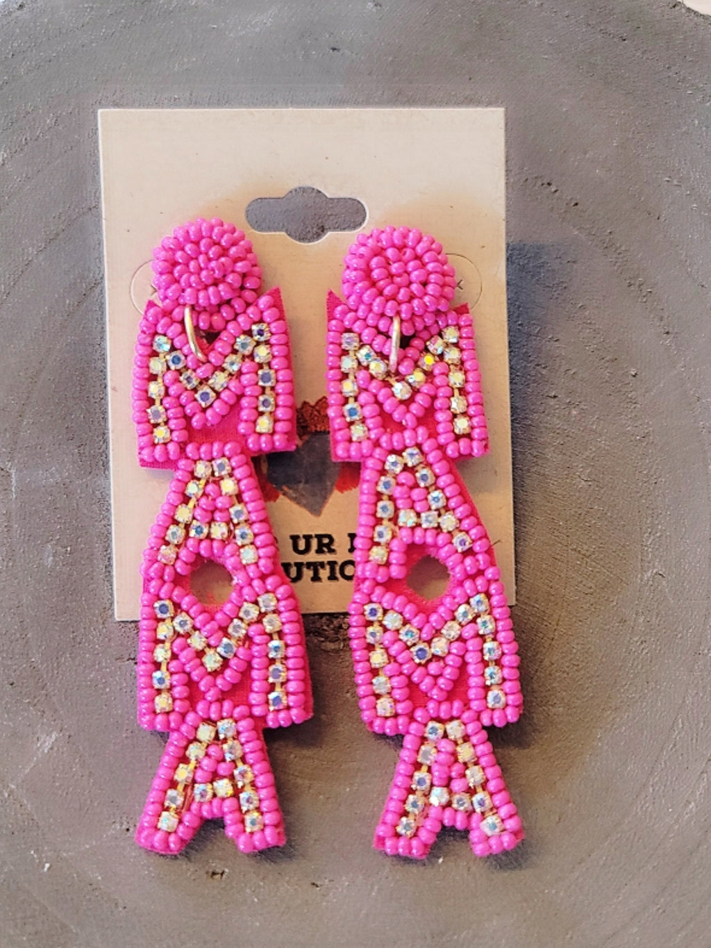 Mama Pink  Bead Earrings EAR127