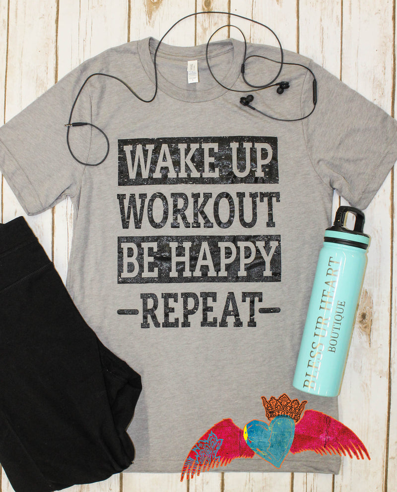 Workout/Repeat Crew Neck Tee - Bless UR Heart Boutique