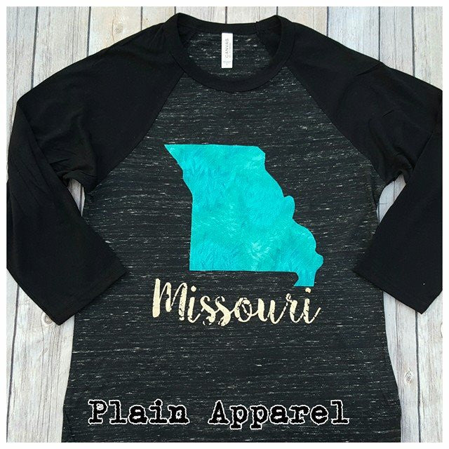 Missouri Turquoise Raglan - Bless UR Heart Boutique