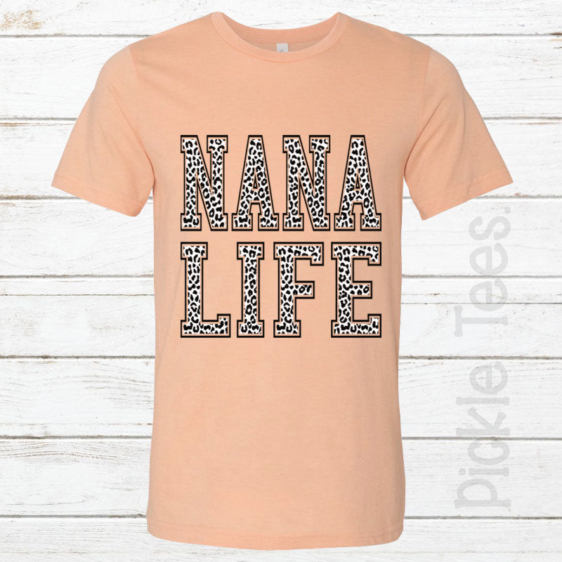 Snow Leopard Nana Life PEACH Crew Neck Tee - Bless UR Heart Boutique
