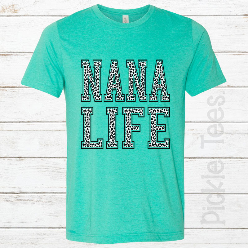 Snow Leopard Nana Life SEA GREEN Crew Neck Tee - Bless UR Heart Boutique