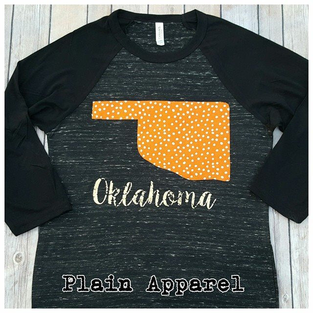 Orange Dot Oklahoma Raglan - Bless UR Heart Boutique